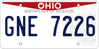 OH license plate GNE7226