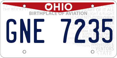 OH license plate GNE7235