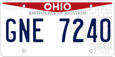 OH license plate GNE7240