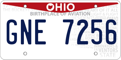 OH license plate GNE7256