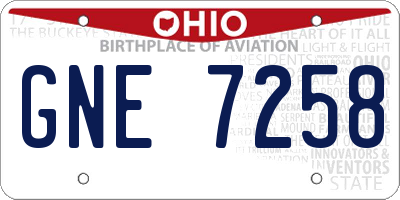 OH license plate GNE7258