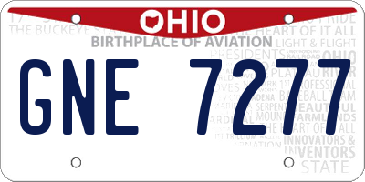 OH license plate GNE7277