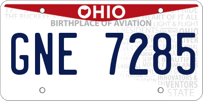 OH license plate GNE7285