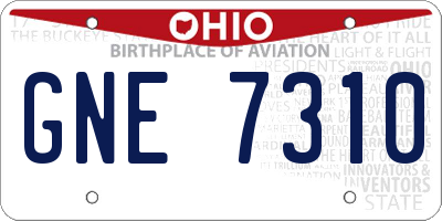 OH license plate GNE7310