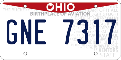 OH license plate GNE7317