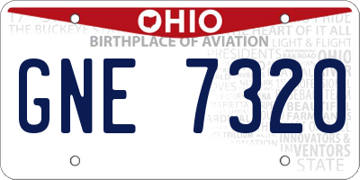 OH license plate GNE7320