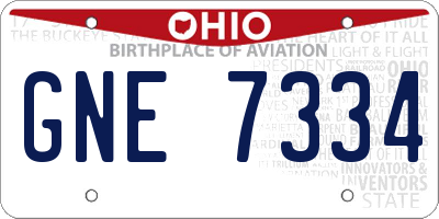 OH license plate GNE7334