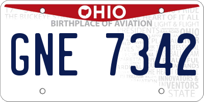 OH license plate GNE7342