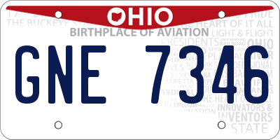 OH license plate GNE7346