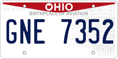 OH license plate GNE7352