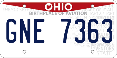 OH license plate GNE7363