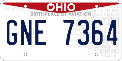 OH license plate GNE7364