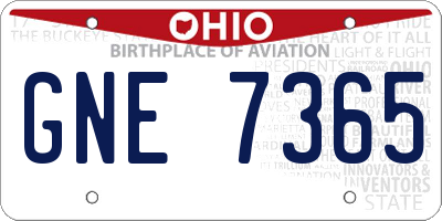 OH license plate GNE7365