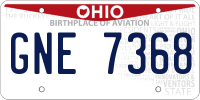 OH license plate GNE7368