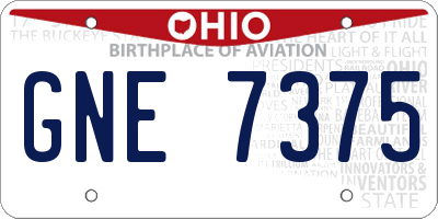 OH license plate GNE7375