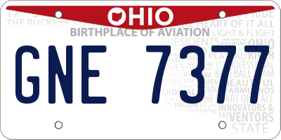 OH license plate GNE7377