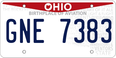 OH license plate GNE7383