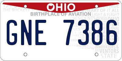 OH license plate GNE7386