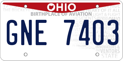 OH license plate GNE7403