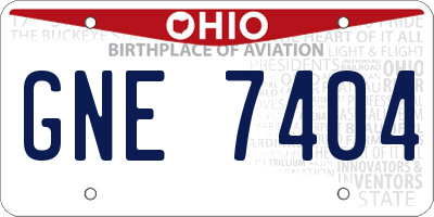 OH license plate GNE7404
