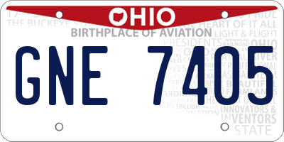 OH license plate GNE7405