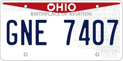 OH license plate GNE7407