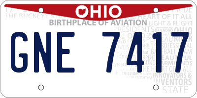 OH license plate GNE7417
