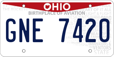 OH license plate GNE7420