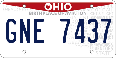OH license plate GNE7437
