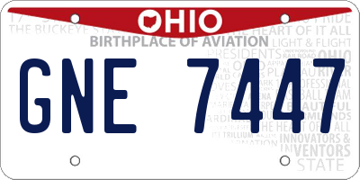 OH license plate GNE7447