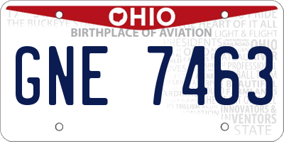 OH license plate GNE7463