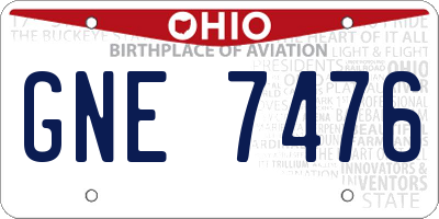 OH license plate GNE7476
