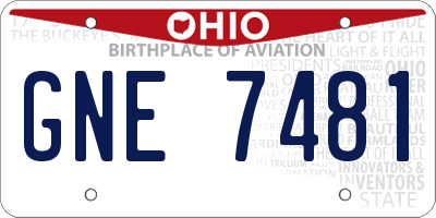 OH license plate GNE7481