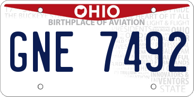 OH license plate GNE7492