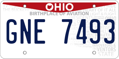 OH license plate GNE7493