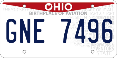 OH license plate GNE7496