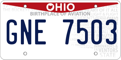 OH license plate GNE7503