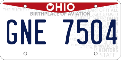 OH license plate GNE7504