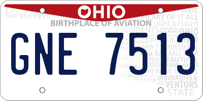 OH license plate GNE7513