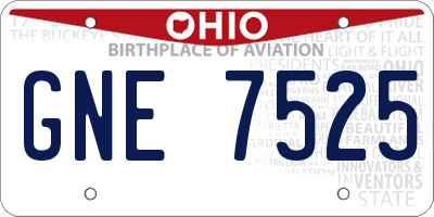 OH license plate GNE7525
