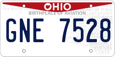 OH license plate GNE7528