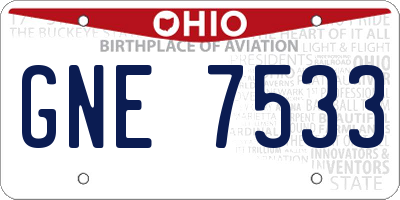 OH license plate GNE7533