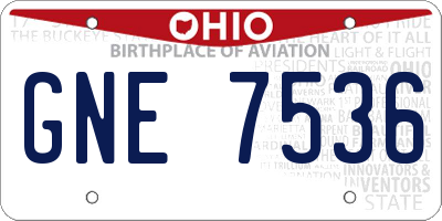 OH license plate GNE7536
