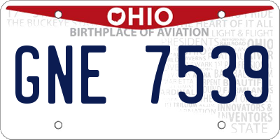 OH license plate GNE7539
