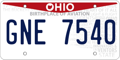 OH license plate GNE7540