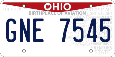 OH license plate GNE7545