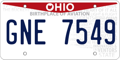 OH license plate GNE7549