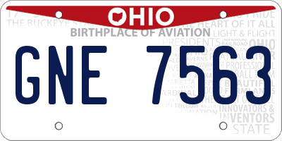 OH license plate GNE7563