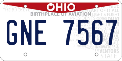 OH license plate GNE7567