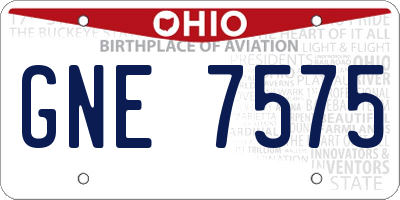 OH license plate GNE7575